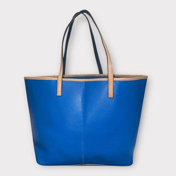 Coach Metro Tote F31326 Blue Leather Tan Trim Shoulder Bag City Shopper Carryall - Picture 5 of 10